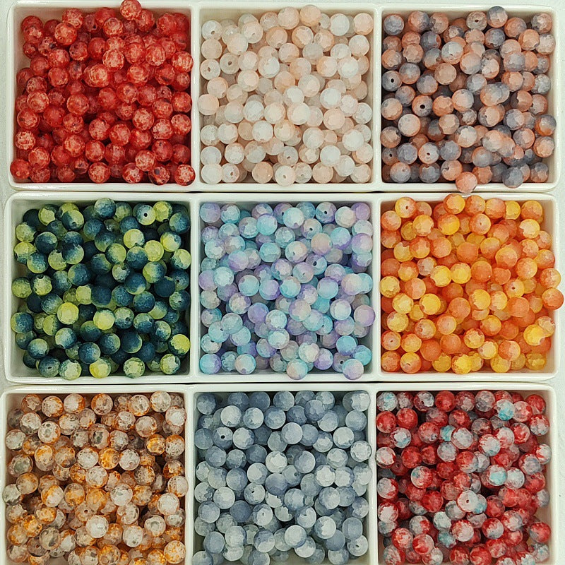 Frosted Round Glass Beads 10mm Matte Mixed Colors 50pcs