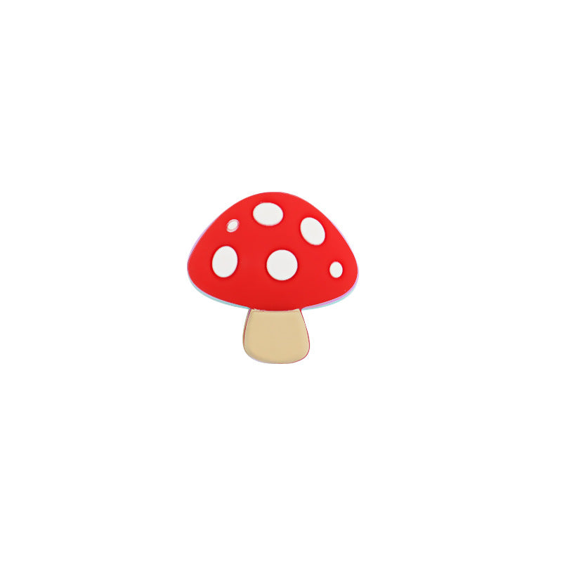 Silicone Focal Beads Mushroom Toadstool White Spots 20pcs 7