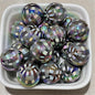 Plating Round Acrylic Beads 16mm UV Woven Plaid Pattern 100pcs 6
