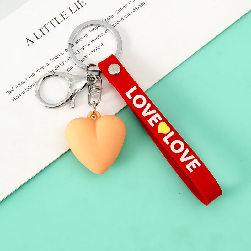 Resin Heart Keychain with Love Strap Pastel Colors 10
