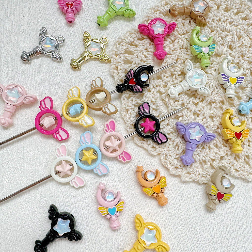 Wand Metal Beads Painted Anime Style Alloy 10pcs 3