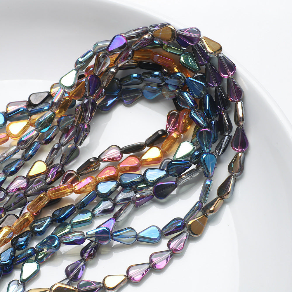 Electroplated Melon Seed Glass Beads 8mm 11mm Teardrop Iridescent 30pcs 4