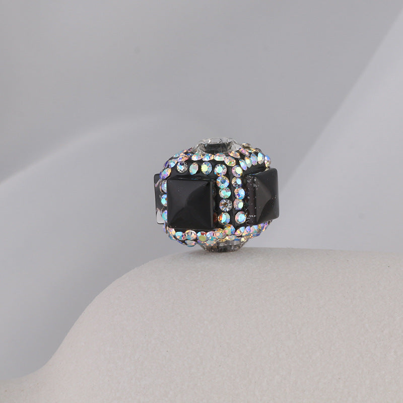 Opal Wrapped Polymer Clay Square Rhinestone Beads 20mm 6pcs 10
