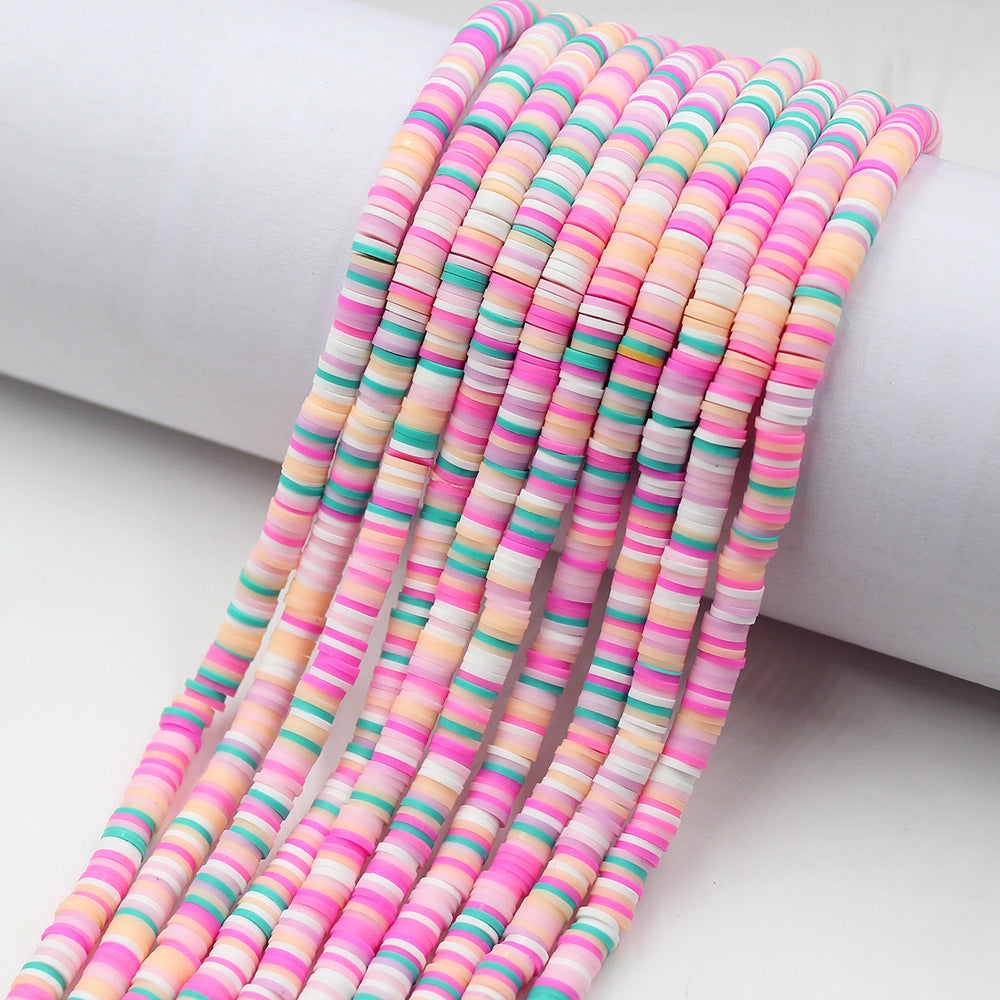 Flat Clay Beads 6mm Colorful Polymer Spacer Disc 10strands 12