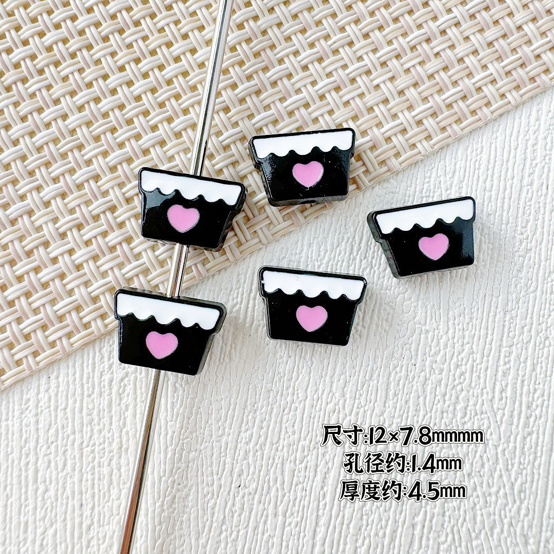 Baking Painted Teddy Bear and Flowerpot Metal Beads 15mm 10pcs 24