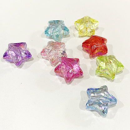 Clear Heart and Star Acrylic Beads 17-20mm Iridescent AB Coated 20pcs 12