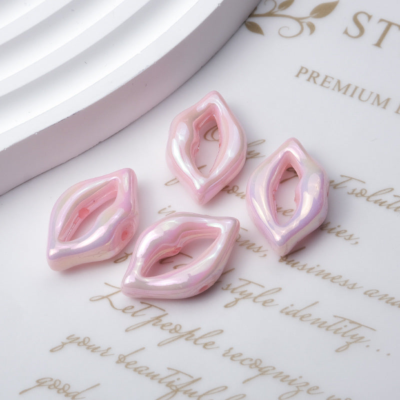 Plating Lip Acrylic Beads 25mm Metallic Glossy Finish 100pcs 9