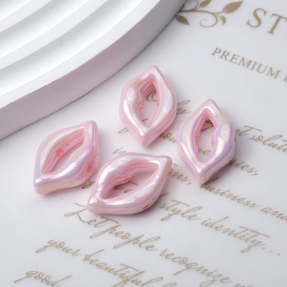 Plating Lip Acrylic Beads 25mm Metallic Glossy Finish 100pcs 9