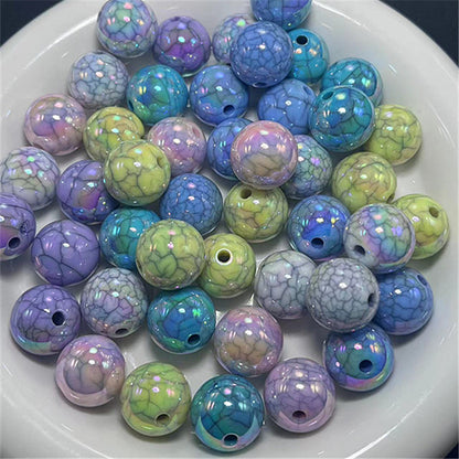 Plated Round Acrylic Beads 16mm UV Crackle Imitation 100pcs