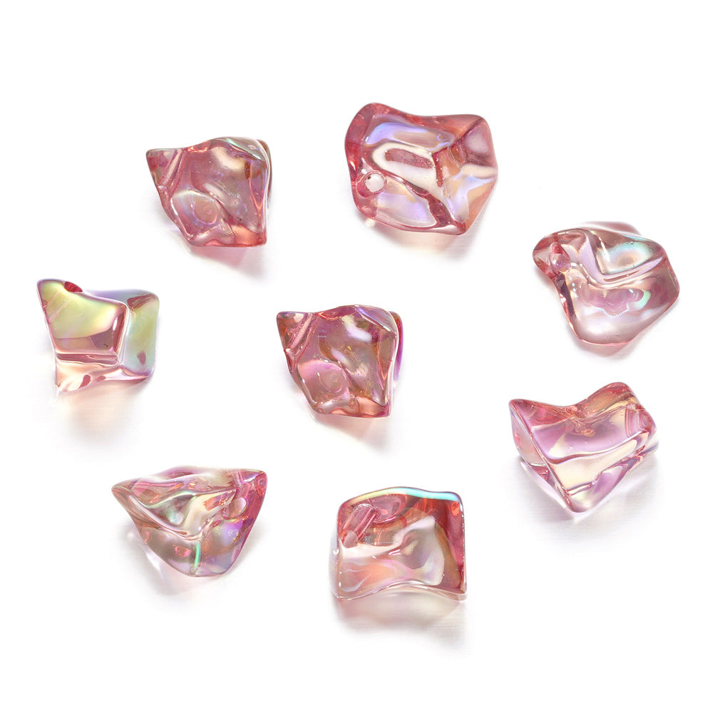 Transparent Irregular Gravel Acrylic Beads 11-22mm UV Plating 4pcs 8