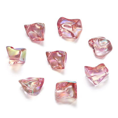 Transparent Irregular Gravel Acrylic Beads 11-22mm UV Plating 4pcs 8