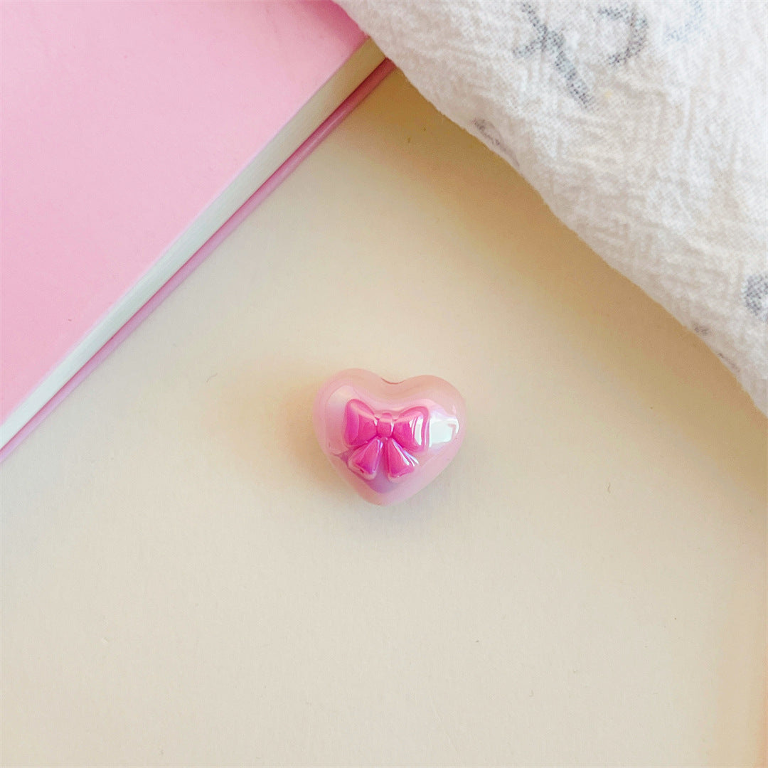 Dual Color Butterfly Bow Heart Acrylic Beads 17mm Glossy Gradient 100pcs 11