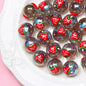 Hand Painted Cat Claw Strawberry Series Acrylic Beads 16mm 10pcs 14