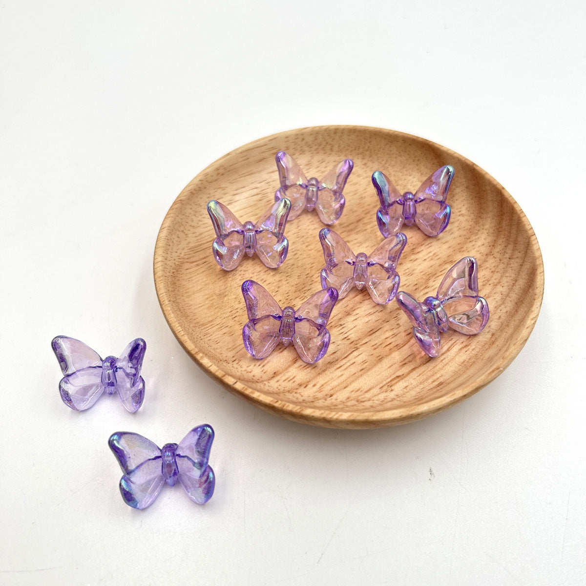Transparent Butterfly Acrylic Beads 23x21mm UV Plating 5pcs 7