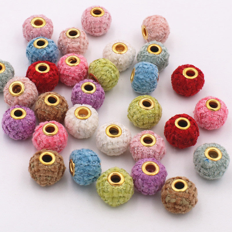 Fabric Woven Spacer Beads 15mm Mixed Colors 40pcs