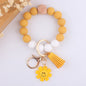 Sunflower Heart Wristlet Keychain Silicone Beaded Charm 7