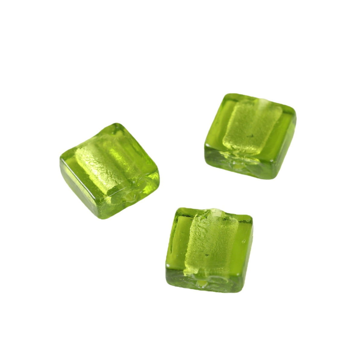 Vintage Transparent Lampwork Square Glass Beads 12mm 20pcs 5