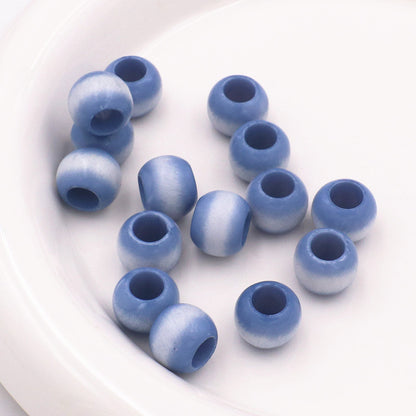 Large Hole Gradient Striped Round Acrylic Beads 10mm 20pcs 16