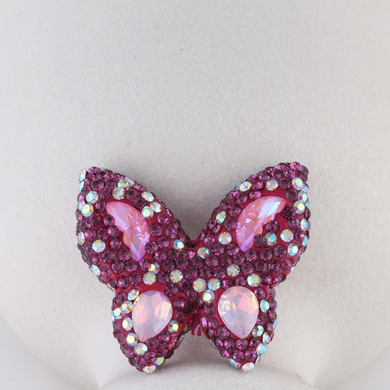 Polymer Clay Butterfly Rhinestone Beads 36mm Napal Style 2pcs 16