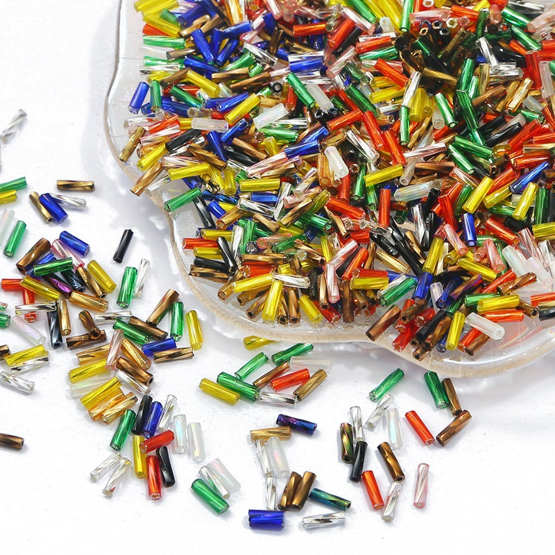Multicolor Bugle Glass Beads 2x6mm Glossy Tubes 300pcs