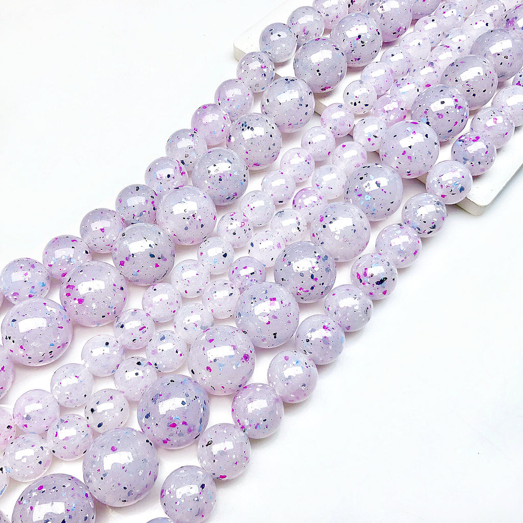 Glitter Round Acrylic Beads 10-14mm Lavender Purple Shimmer 100pcs 3