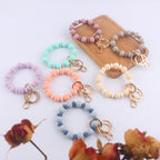 Silicone Bead Wristlet Keychain with Colorful Spacer Beads