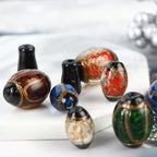 Vintage Glitter Oval Lampwork Glass Beads 11x16mm 10pcs