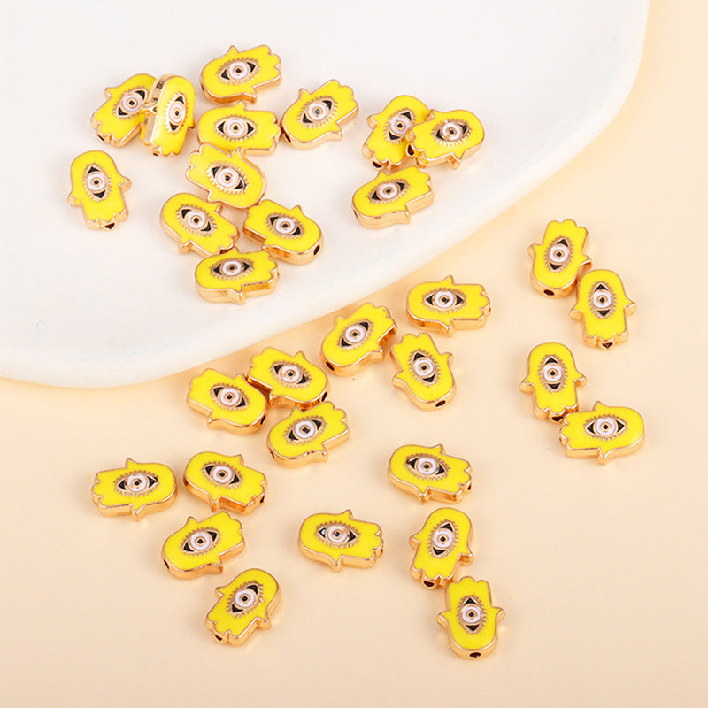 Irregular Shaped Metal Beads Double-Sided Enamel Evil Eye 20pcs 13