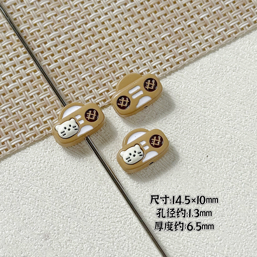 Kitten and Teddy Bear Metal Beads 14mm Hand Painted Alloy 10pcs 13