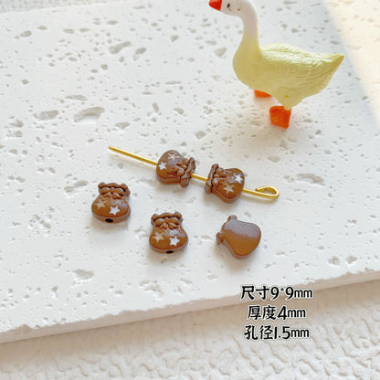 Round Metal Beads Baking Painted Smiling Chocolate Series 20pcs 21