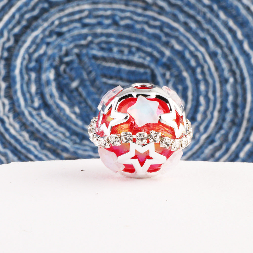 Starry Round Rhinestone Beads 18mm Acrylic Silver Star Cutout 10pcs 3