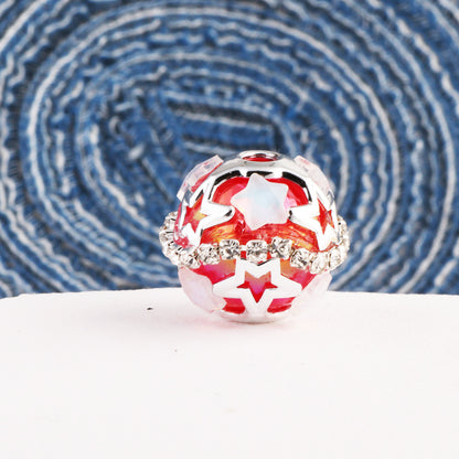 Starry Round Rhinestone Beads 18mm Acrylic Silver Star Cutout 10pcs 3