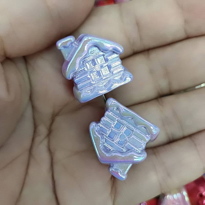 Glow In The Dark Cottage Acrylic Beads 21mm Iridescent Plated 50pcs 7