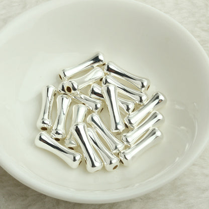 Brass Bone-Shaped Metal Beads Playful Polished Gold Tube 50pcs 4