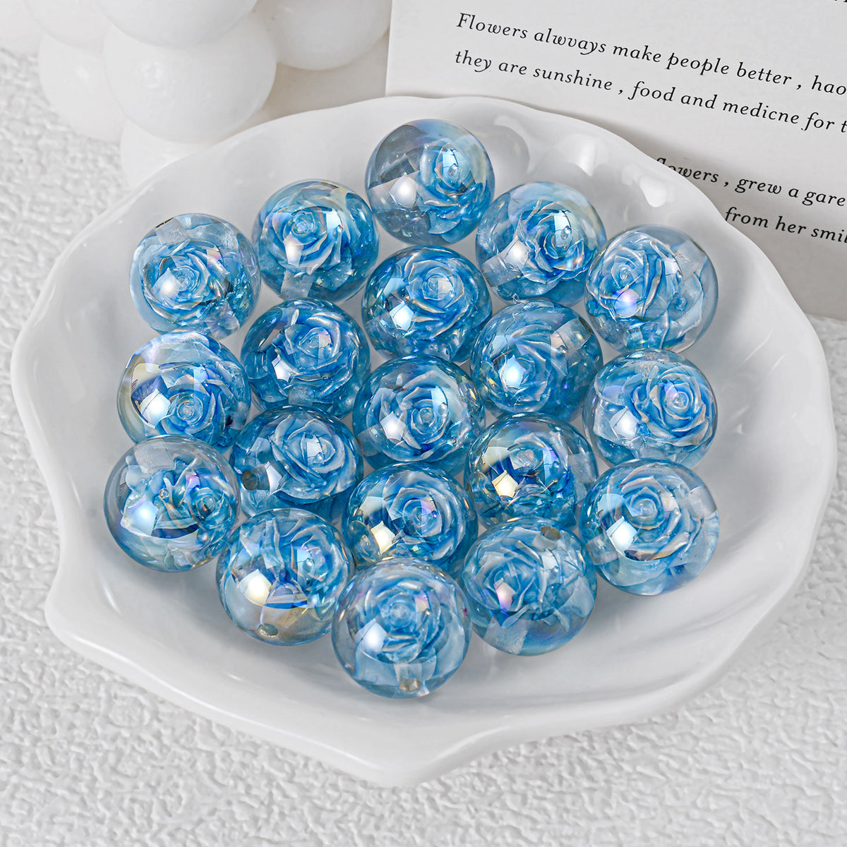Twilight Rose Resin Beads 16mm Round Mixed Colors 20pcs 5