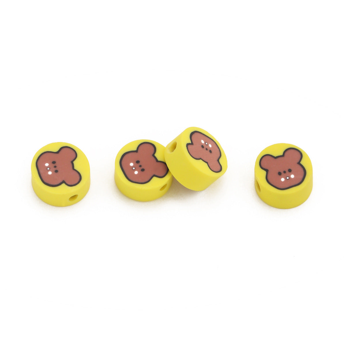 Butter Teddy Bear Clay Beads 9mm Yellow Animal Design 100pcs 5