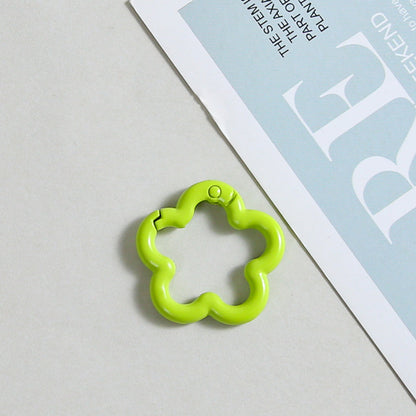 Zinc Alloy Flower Trigger Spring Key Rings 28mm 6pcs Baking Painted 10