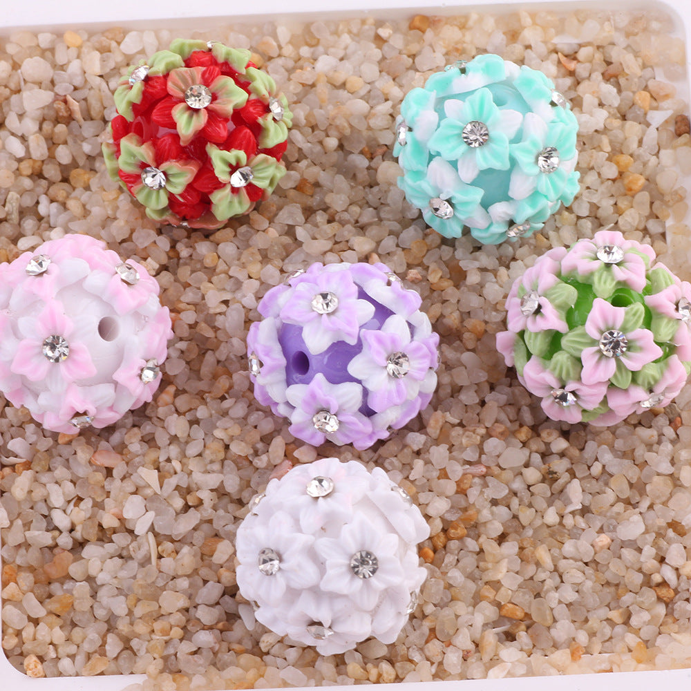 Embellished Bubblegum Beads 22mm Gradient Six Petal Flower Cluster 5pcs 4