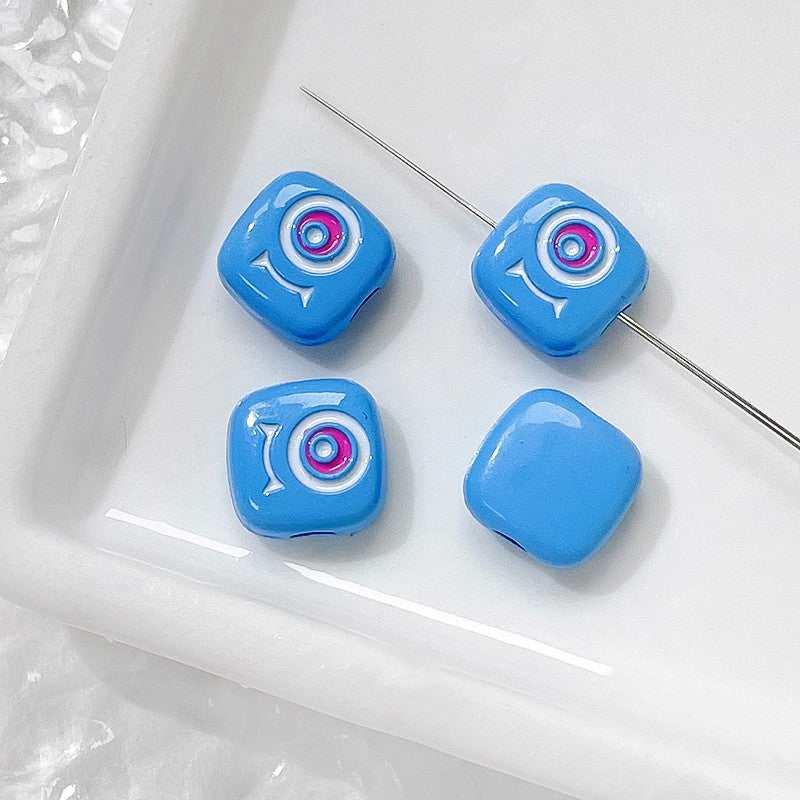 Cat Eye and One-Eyed Beast Metal Beads 10mm Baking Painted 10pcs 28