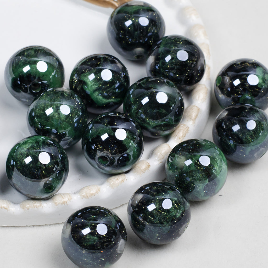 Smoky Ink Texture Resin Beads 16mm Round Gradient Mixed Colors 10pcs 3