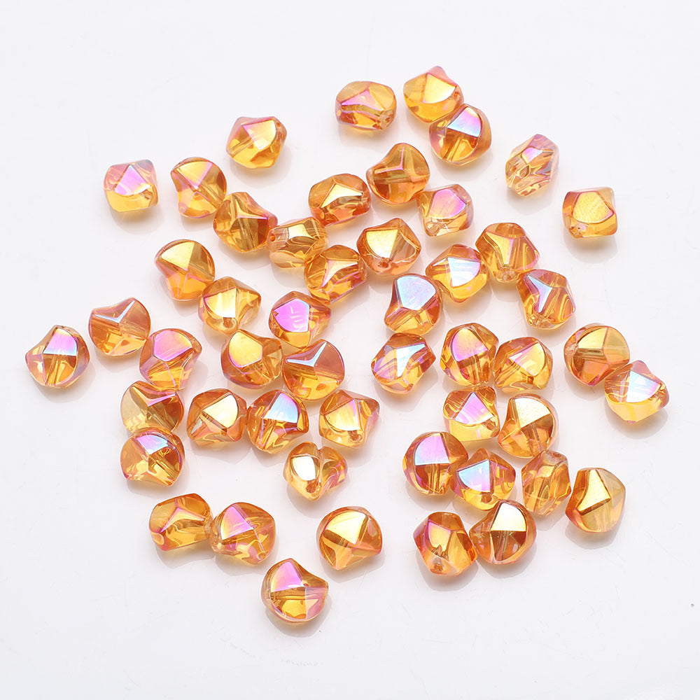 Faceted Four Sided Glass Beads 8mm Electroplated Colorful 50pcs 7