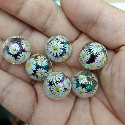 Transparent Daisy Acrylic Beads 16mm UV Plating Glossy 100pcs 7