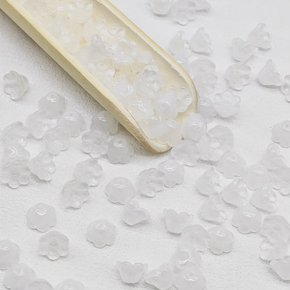 Campanula Flower Glass Beads 7x12mm Frosted Glossy Pastel 50pcs 6
