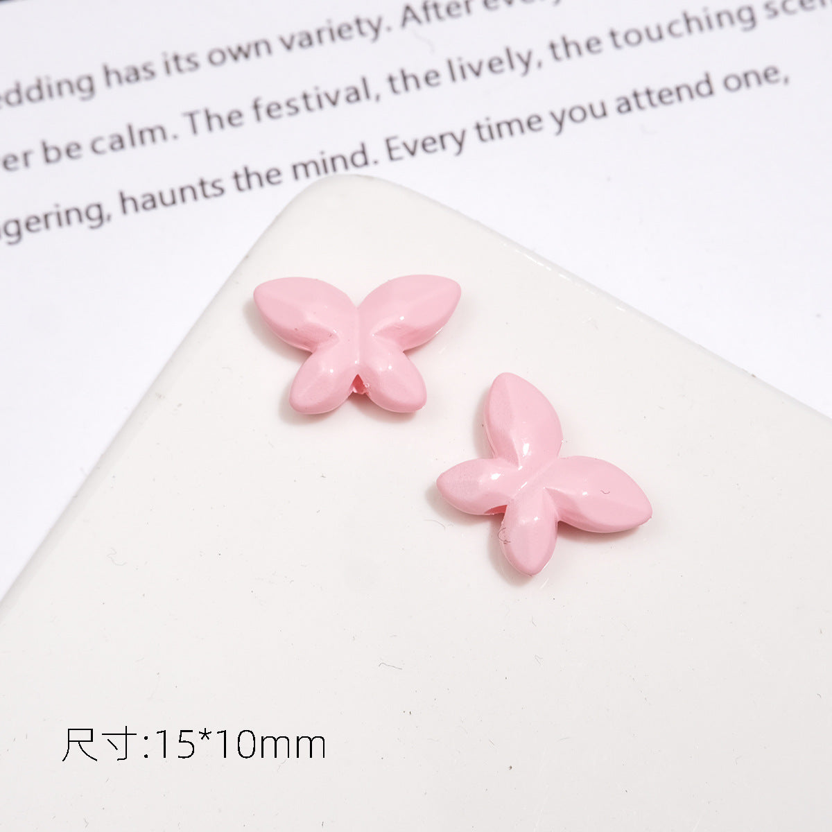 Baking Painted Faceted Butterfly Acrylic Beads 10mm Glossy Rainbow 50pcs 16
