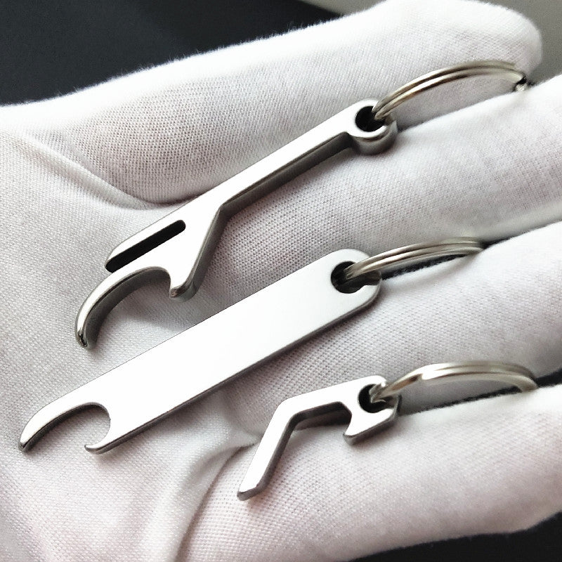 Stainless Steel Beer Bottle Opener Keychain Minimalist Design