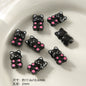 Kitten Series Metal Beads Black and Pink Enamel Alloy 10pcs 11