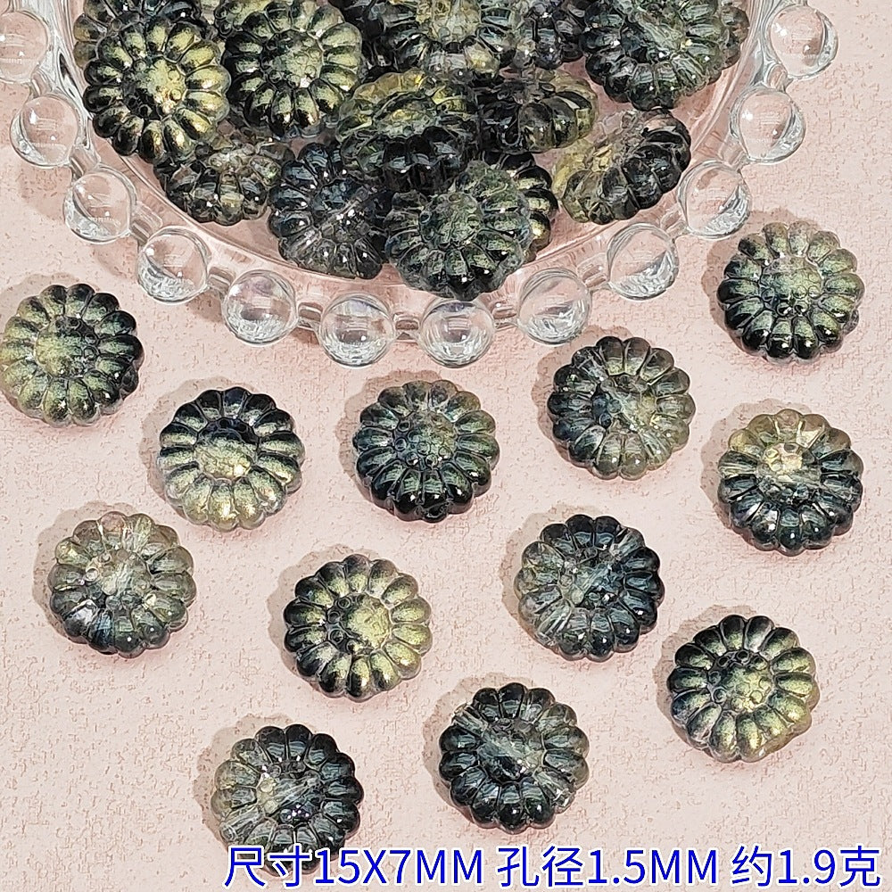 Gradient Sunflower Glass Beads 15mm Glossy Translucent Petals 25pcs 8