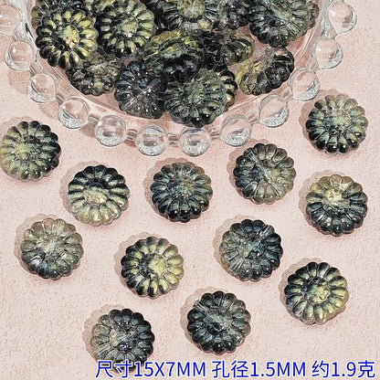 Gradient Sunflower Glass Beads 15mm Glossy Translucent Petals 25pcs 8