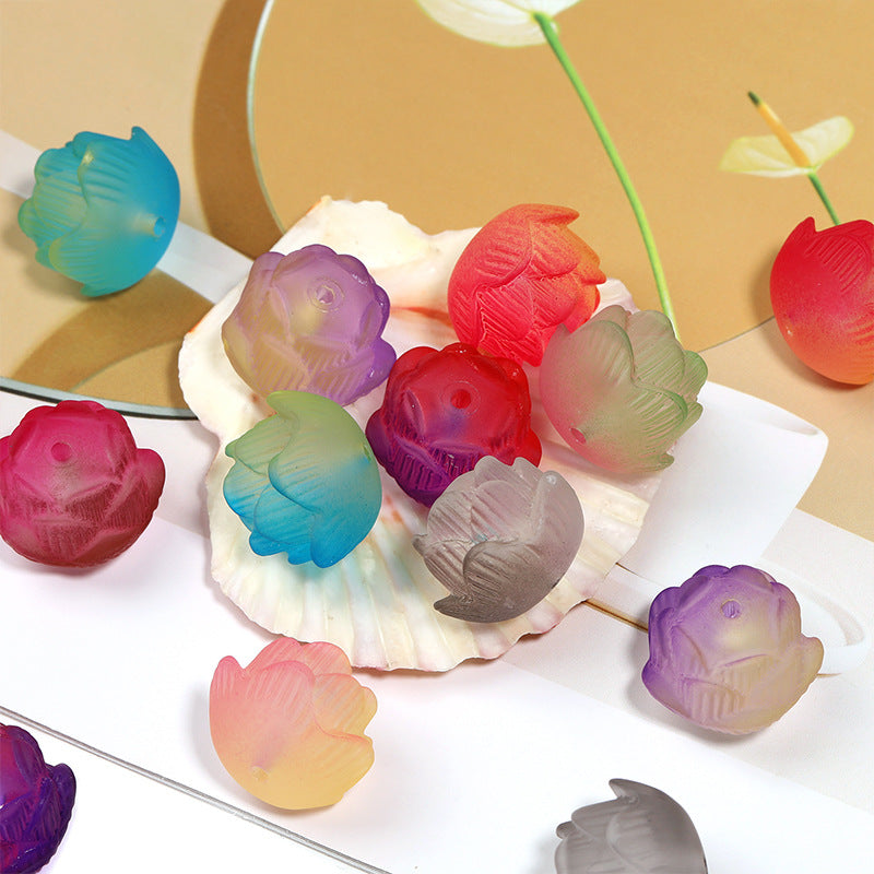 Matte Gradient Lotus Acrylic Beads 21mm 3D Floral Design 50pcs 4