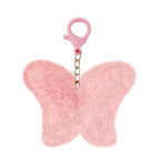 Plush Butterfly Keychain Soft Pink Fluffy Pom Pom Charm